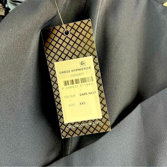 NWT City Chic Navy Blue Hypnotize Off the Shoulder Satin Maxi Dress US 12W - Picture 10 of 10